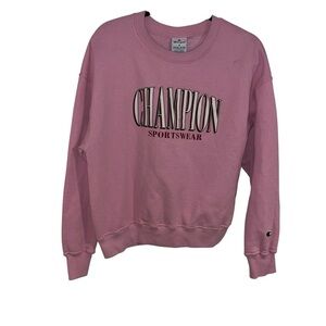 Champion Pink Crewneck Sweatshirt Small Logo Pullover Vintage Y2K Streetwear S